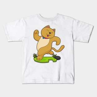 Cat with Choker at Running Kids T-Shirt